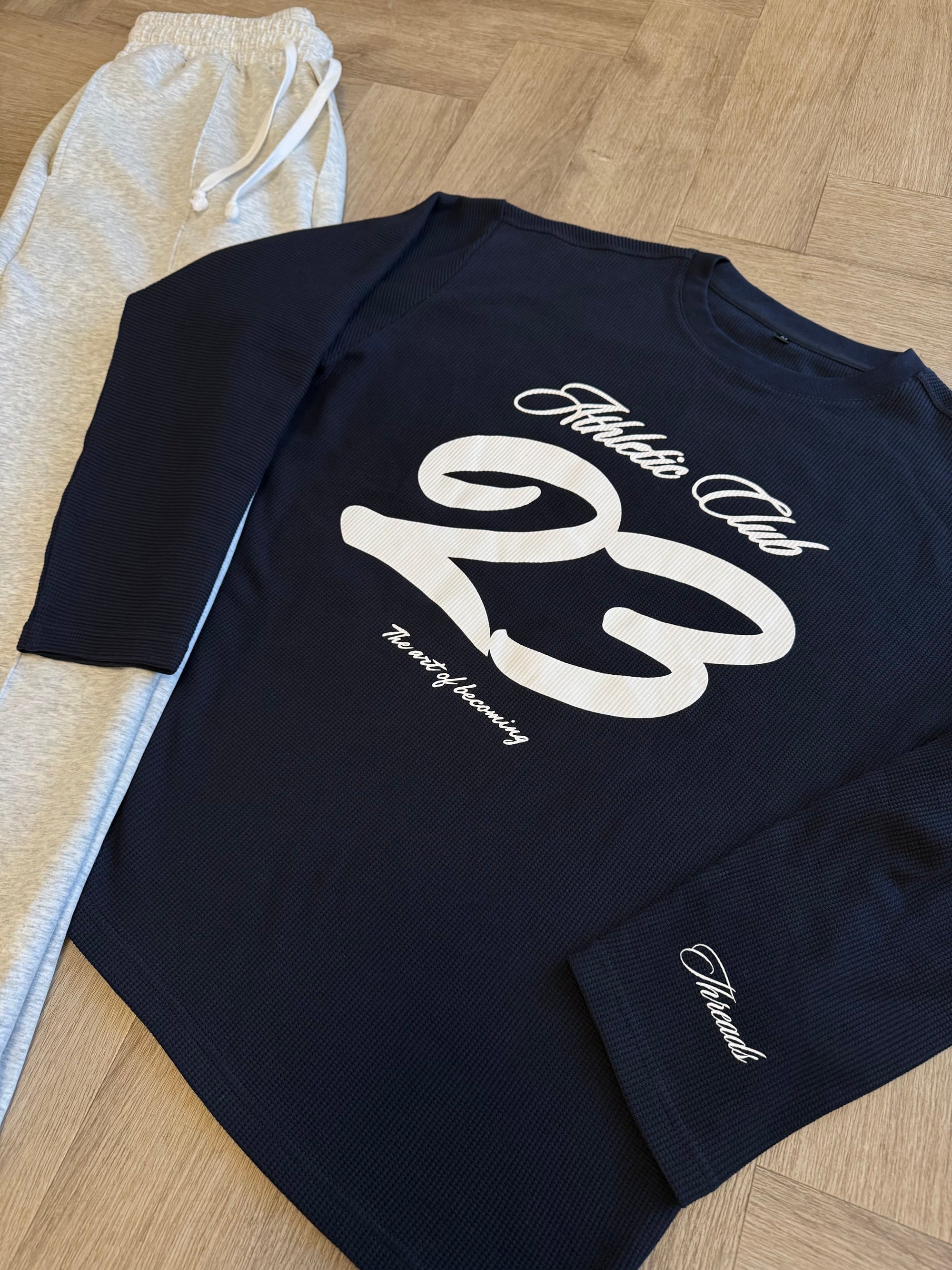 ATHLETIC CLUB WAFFLE LONG SLEEVE - NAVY